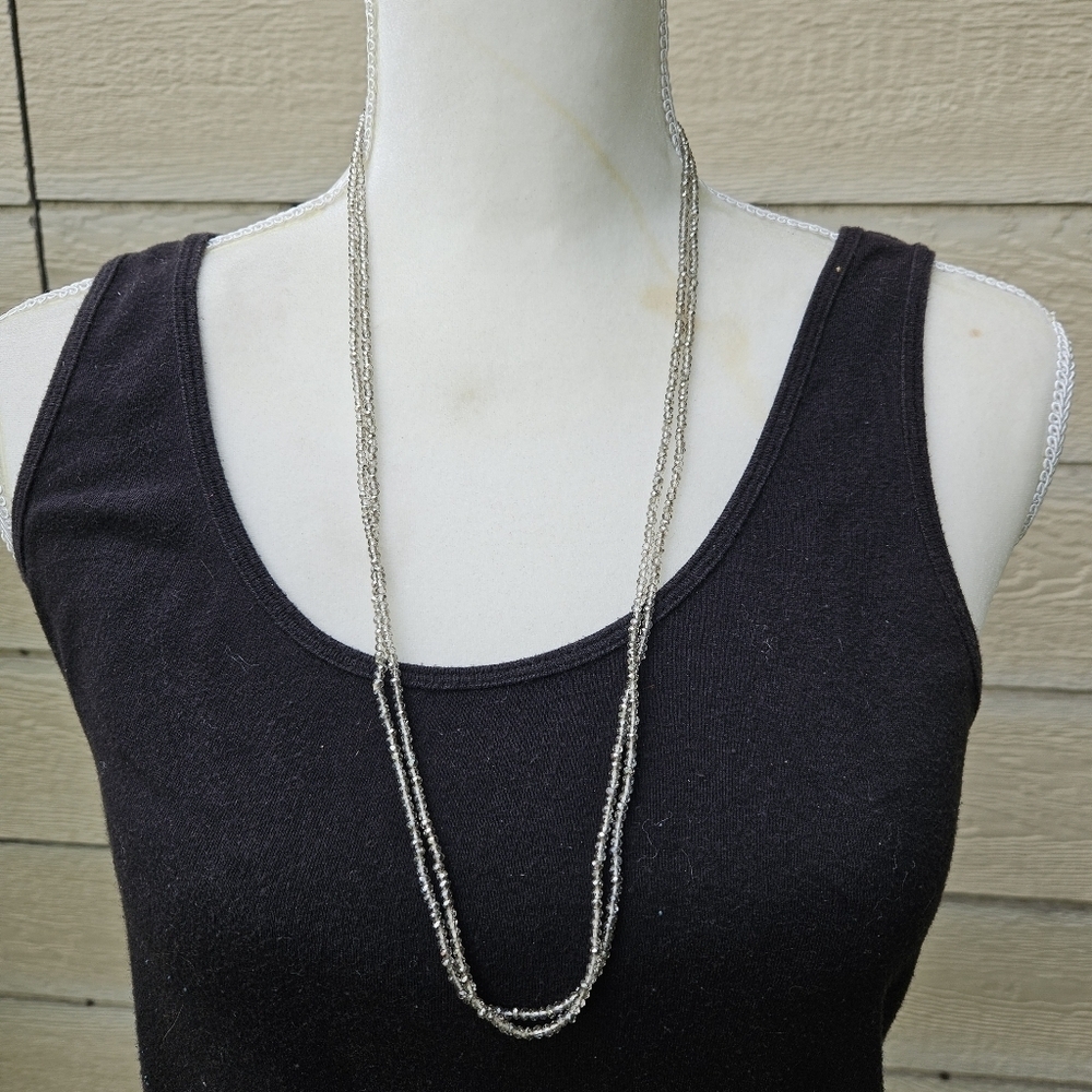 pair of silvery crystal bead necklaces